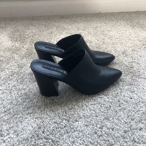 Black Leather Steve Madden 3” Heel Mule